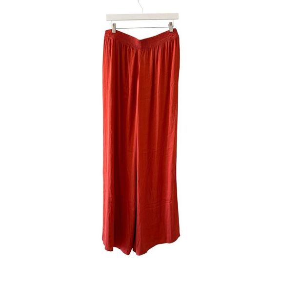 Zara Casual Wide Leg Y2K High Rise Elastic Waist Pull On Red Rust SZ XL 2466 - Picture 3 of 15